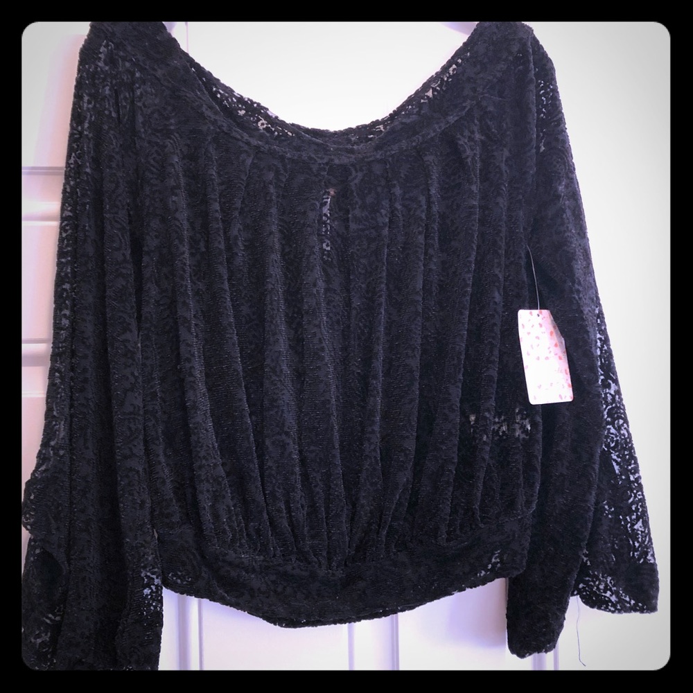 Free people lace black top